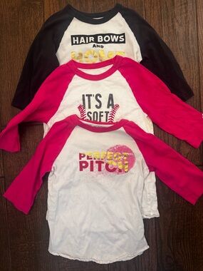 adidas Girls  Raglan Sleeves Softball Shirts Set of 3